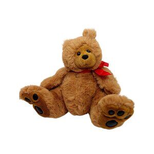 Steinbach Teddy Bear Plush Stuffed Animal 1989 Brown 12" Red ribbon
